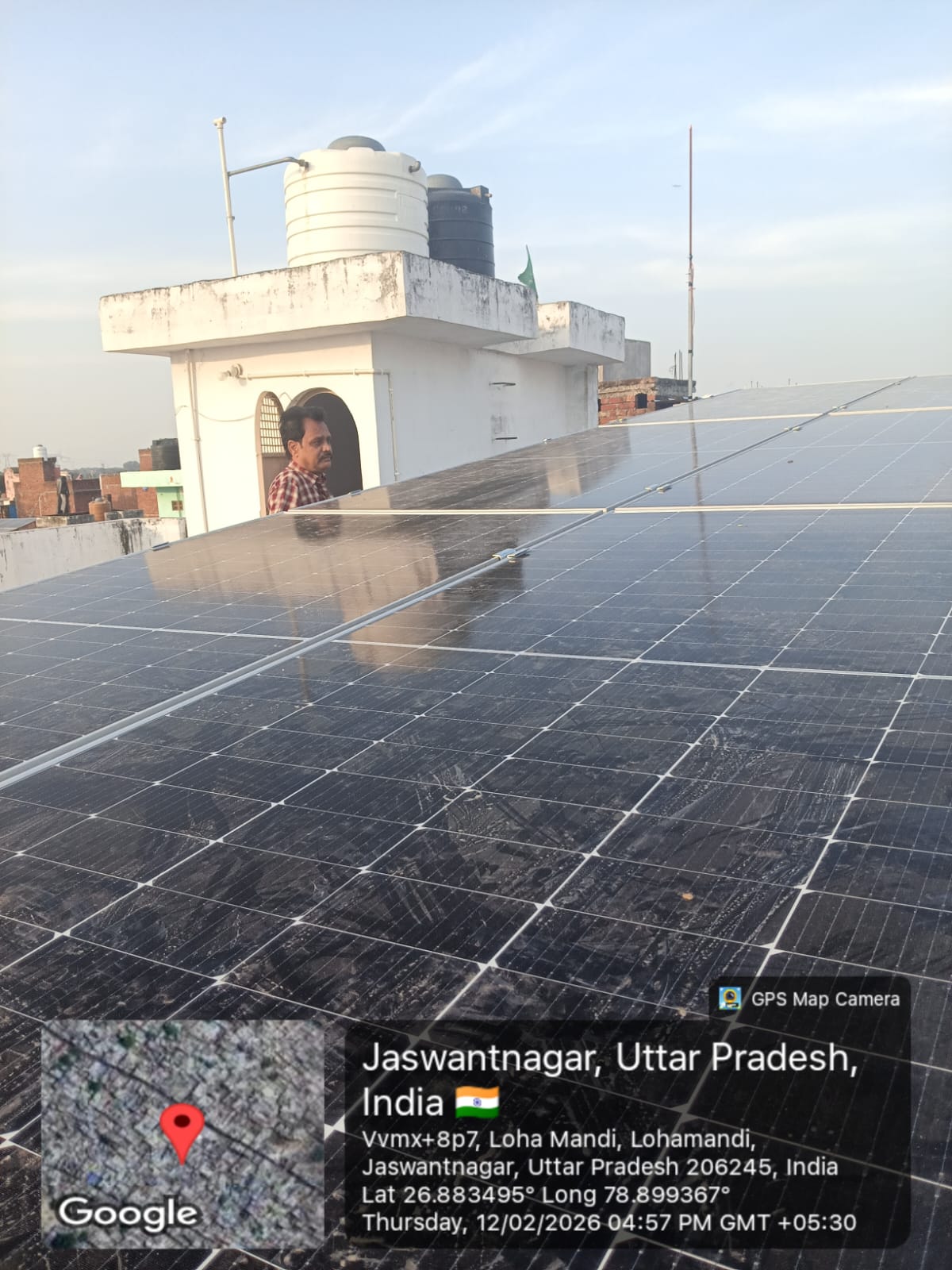 Solar plant photo at a customer site in Etawah, Uttar Pradesh